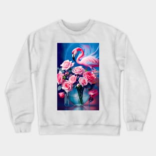 The Flamingo And The Roses Crewneck Sweatshirt